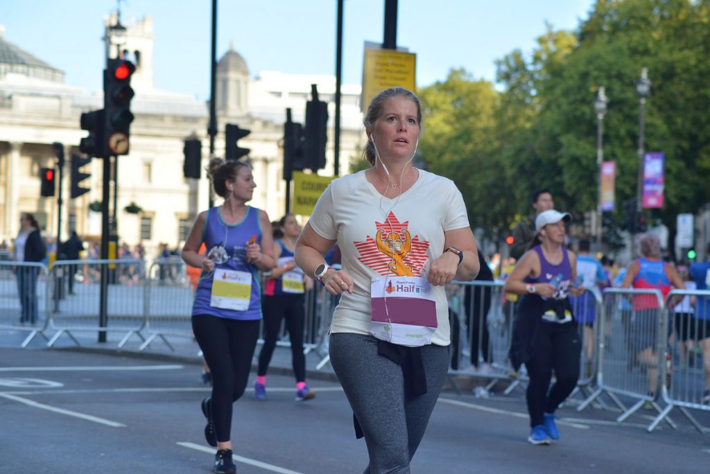 Runner Jenn on the streets of London during the Royal Parks Half Marathon - Oct 2017