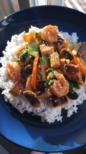 Crispy tofu and shrimp stir-fry
