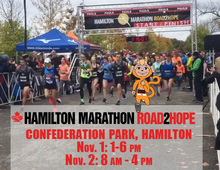 Run Little Monkey goes to the Hamilton Road2Hope Marathon